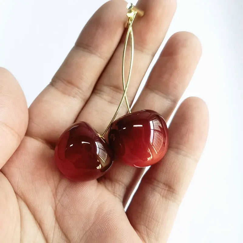 Cherry Charm Pendant Earrings, Fruit Jewelry