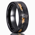 Men'S 8Mm Black Meteorite Tungsten Wedding Band Ring