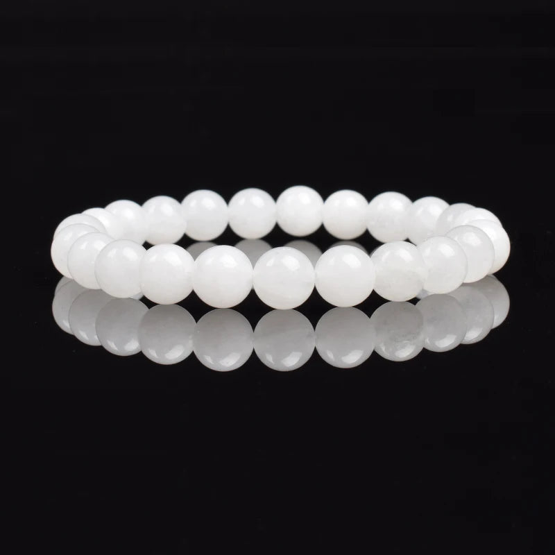 Natural White Moonstone Bead Bracelet, 8Mm Celestial Gemstone Jewelry