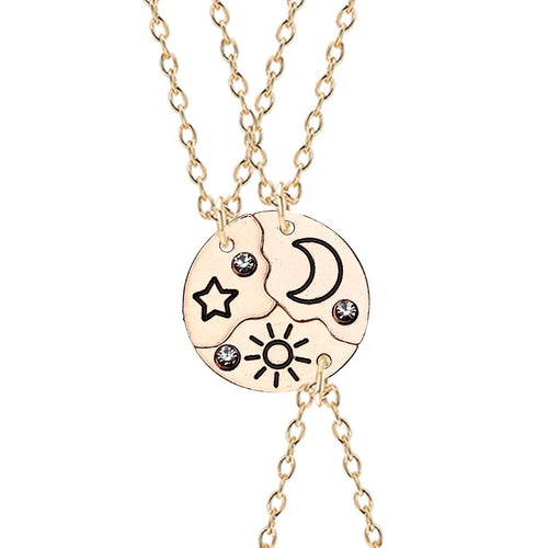 Trendy Sun Moon Star Cloud Charm Friendship Necklace Set