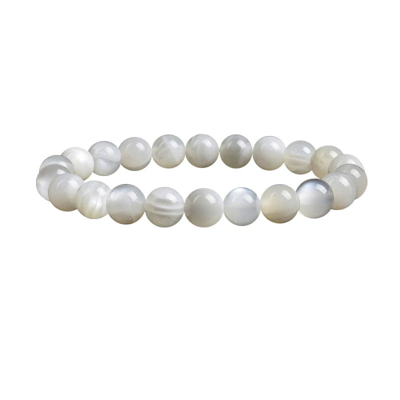 Natural White Moonstone Bead Bracelet, 8Mm Celestial Gemstone Jewelry