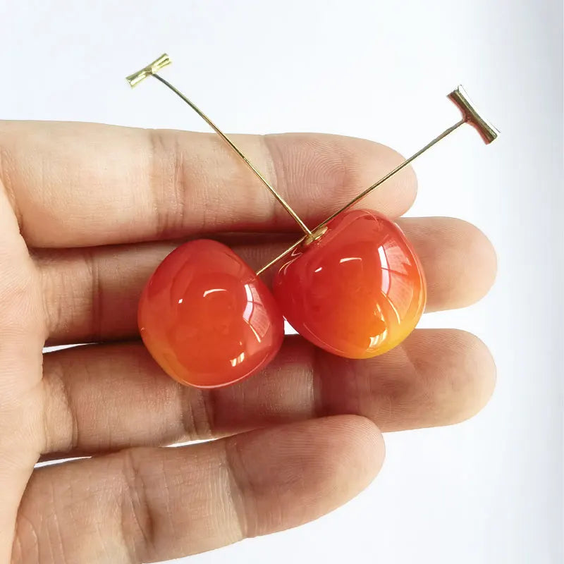 Cherry Charm Pendant Earrings, Fruit Jewelry