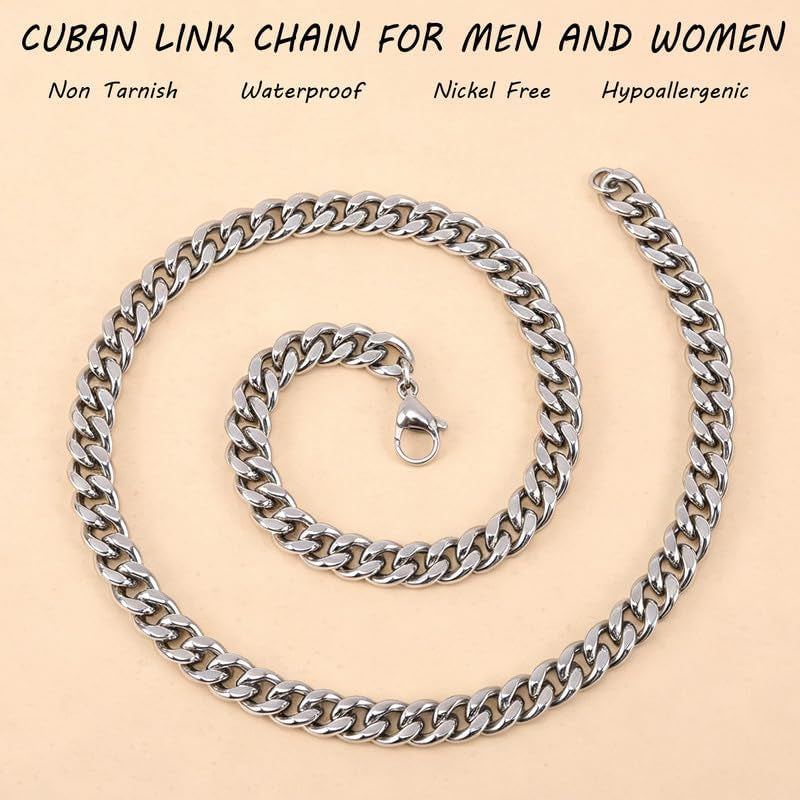 5Mm Stainless Steel Cuban Link Chain Necklace