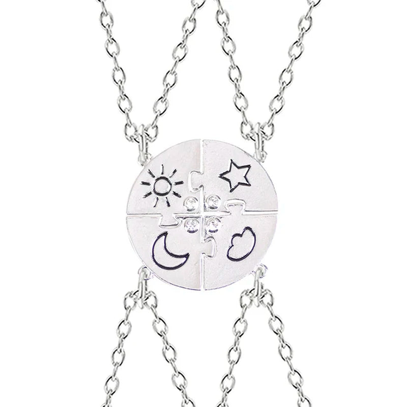 Trendy Sun Moon Star Cloud Charm Friendship Necklace Set