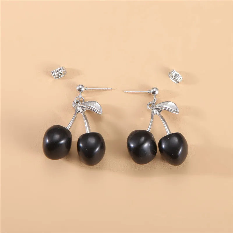 Cherry Charm Pendant Earrings, Fruit Jewelry