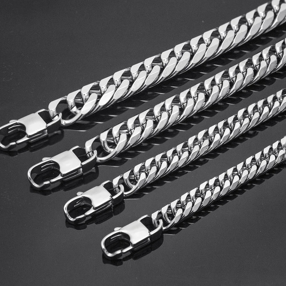 316L Stainless Steel Cuban Link Chain Bracelet for Men