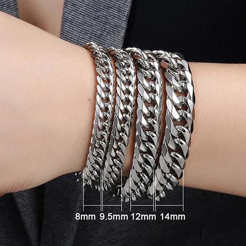 316L Stainless Steel Cuban Link Chain Bracelet for Men