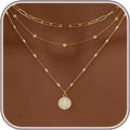 Layered Gold Necklace Stack for Women, 18K Gold Plated