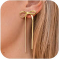 18K Gold Plated Bow Dangle Earrings