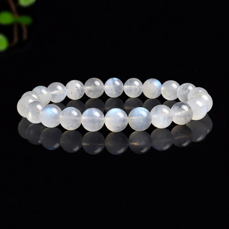 Natural White Moonstone Bead Bracelet, 8Mm Celestial Gemstone Jewelry