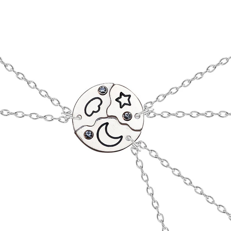 Trendy Sun Moon Star Cloud Charm Friendship Necklace Set
